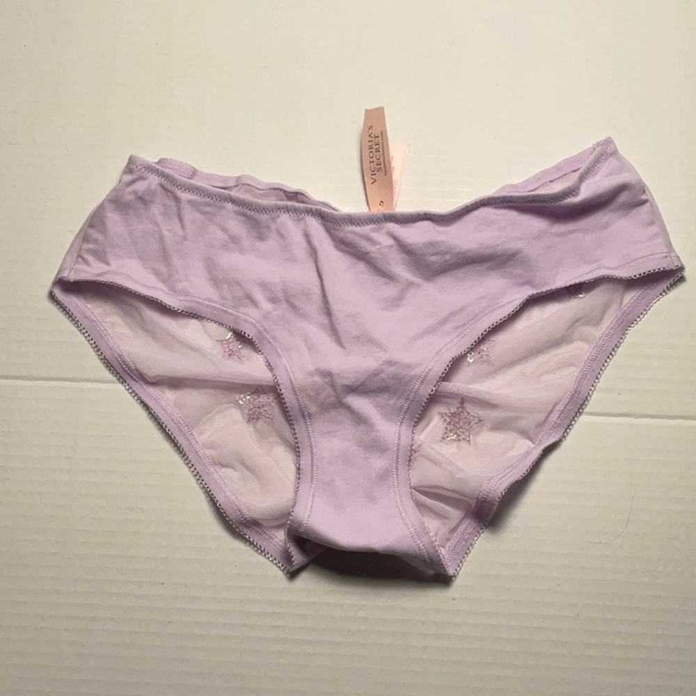 B37 Victoria’s Secret Lavender Panties Sequin Stars sheer back Size Small